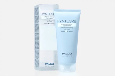 Palco Haircare Hyntegra – intensywnie regenerująca maska do włosów w jasnoniebieskiej tubie 200 ml z opakowaniem kartonowym, profesjonalny kosmetyk do pielęgnacji włosów